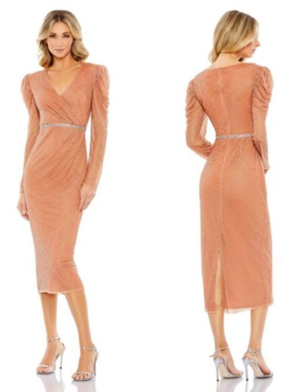 NWT Mac Duggal 93674 Surplice Bodice Embellished Dress
